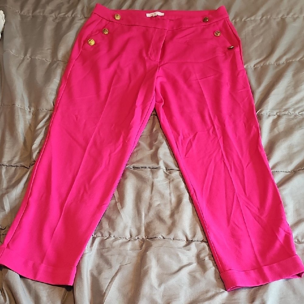 LOFT Bright Pink Curvy Pants